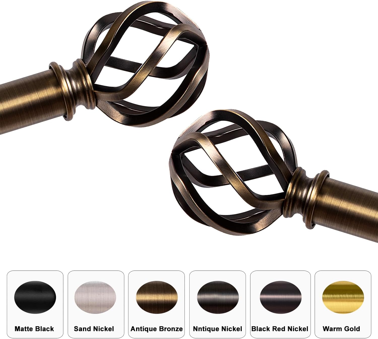 Adjustable Curtain Rods 18-88 Inches Antique Brass