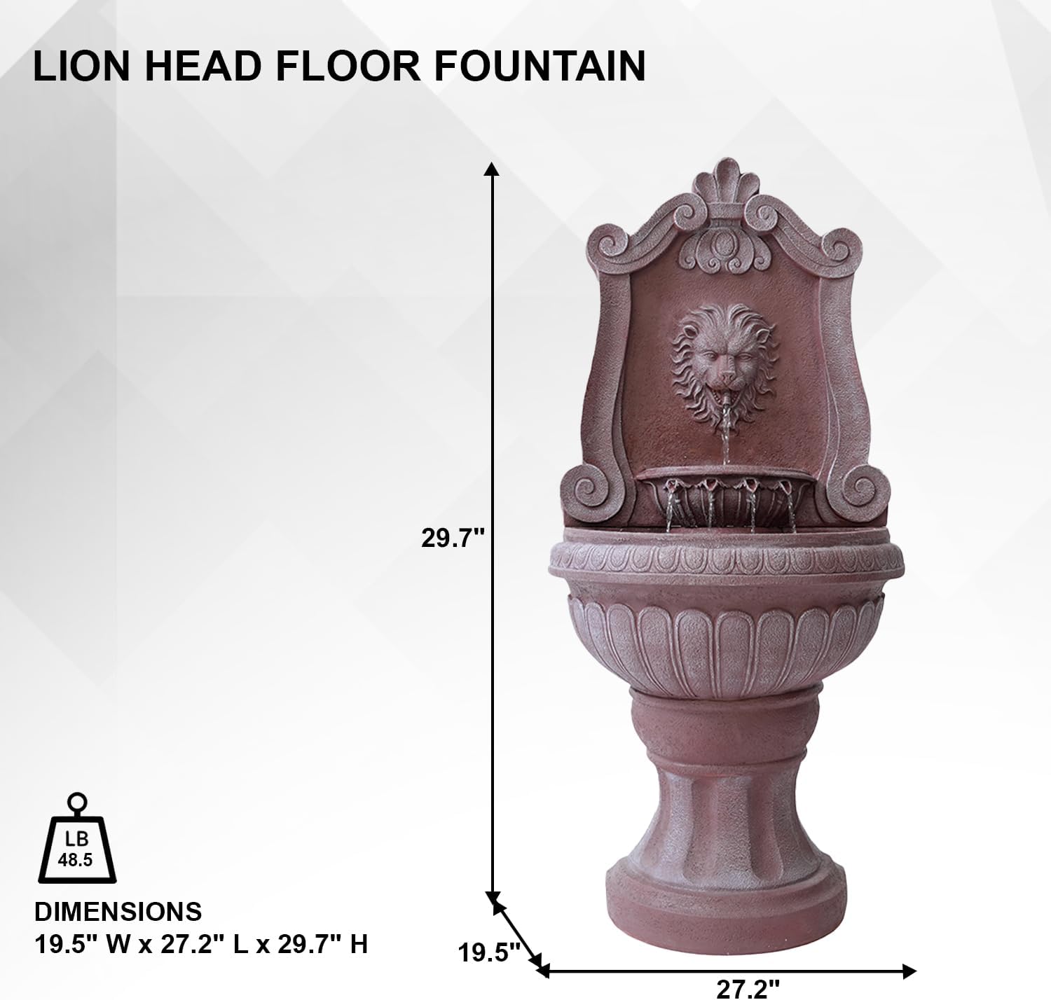 Xbrand 524 In Sandstone Lion Head Floor Fountain