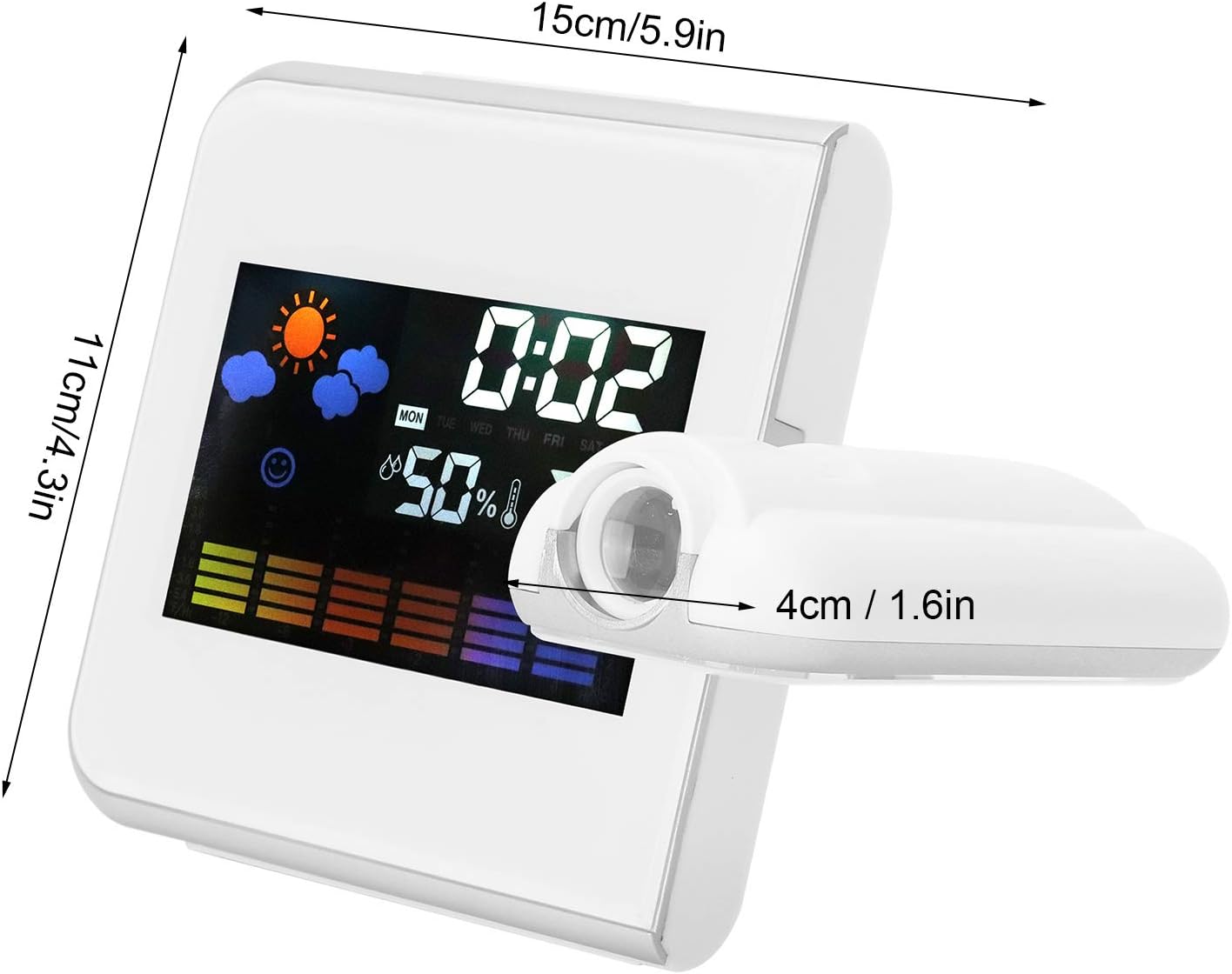 White Projection Alarm Clock with Weather Forecast