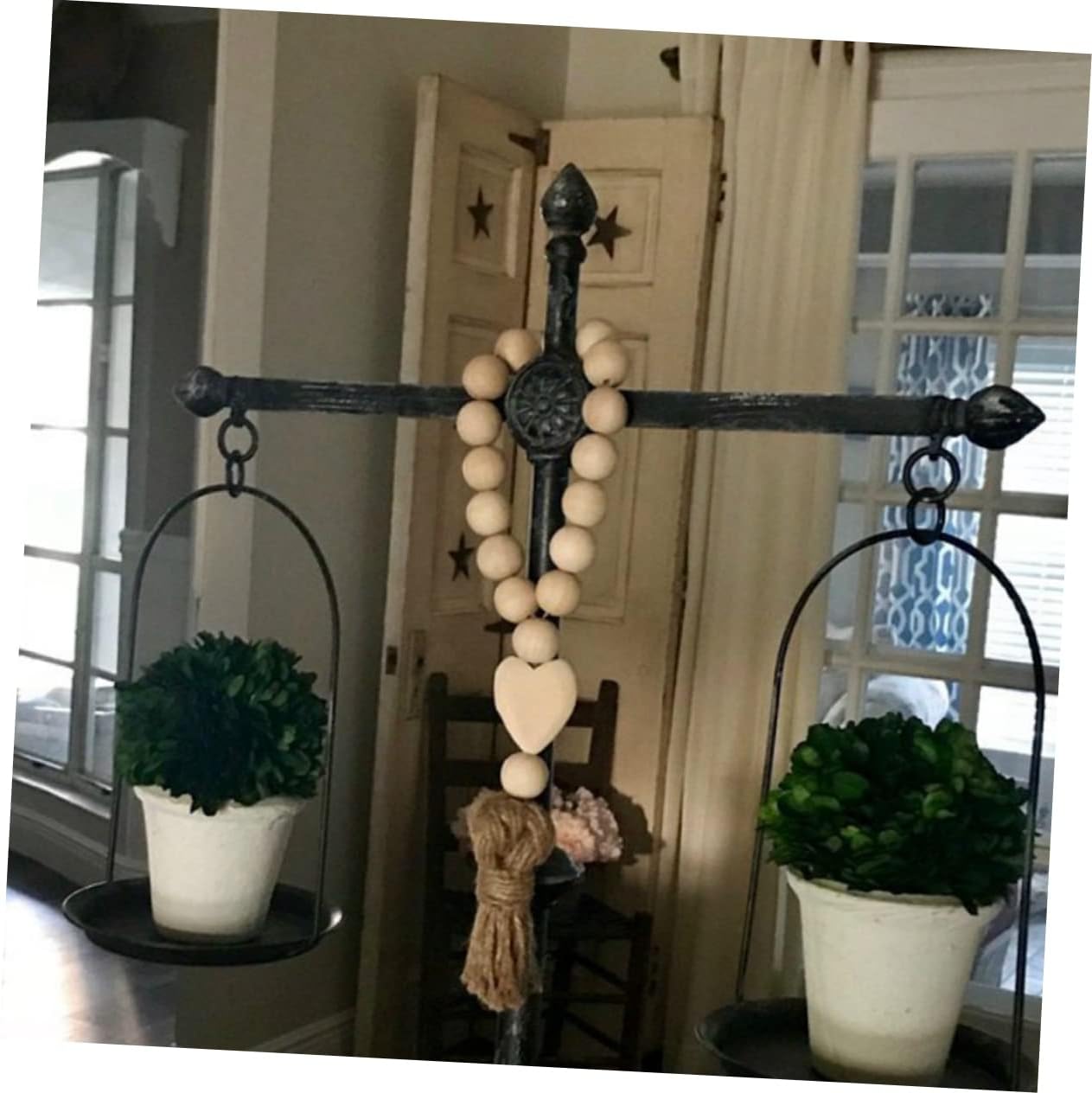 Garneck Wooden Bead Garland Rustic Tassels