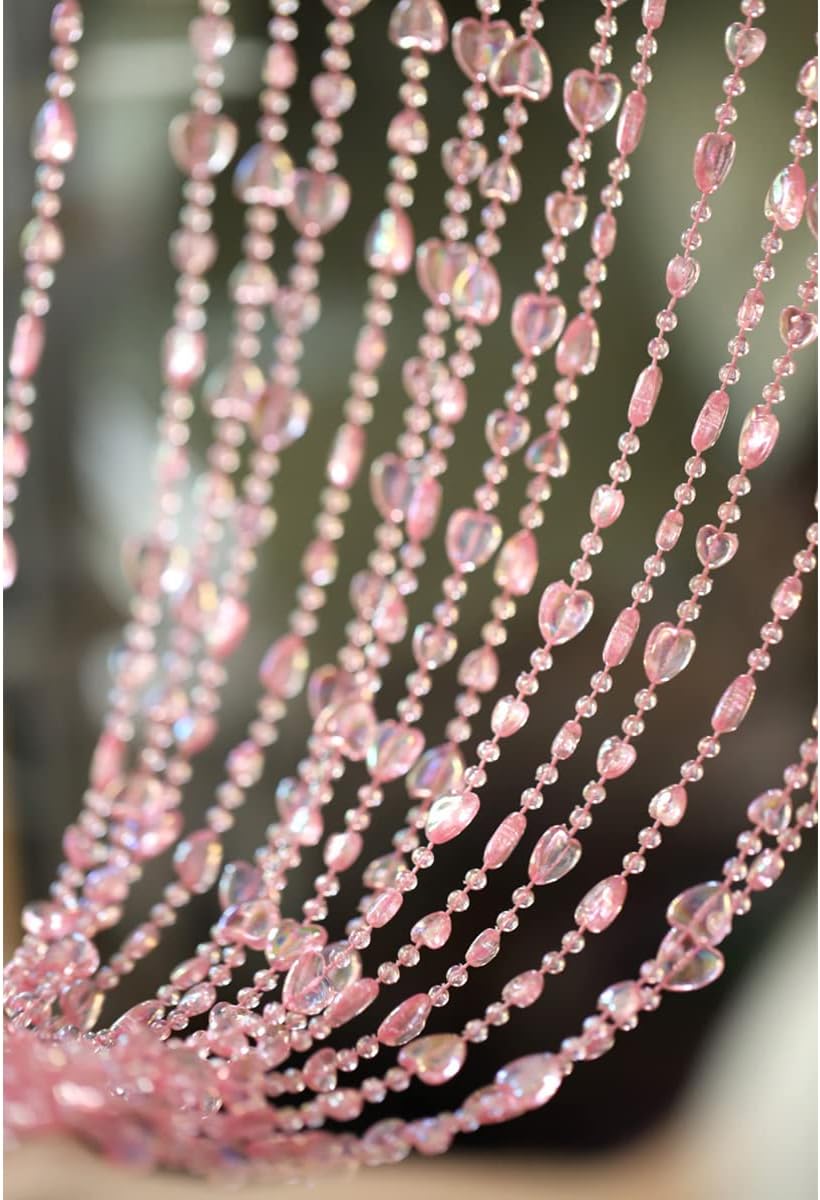Pink Decorative String Door Curtain with Metal Ring