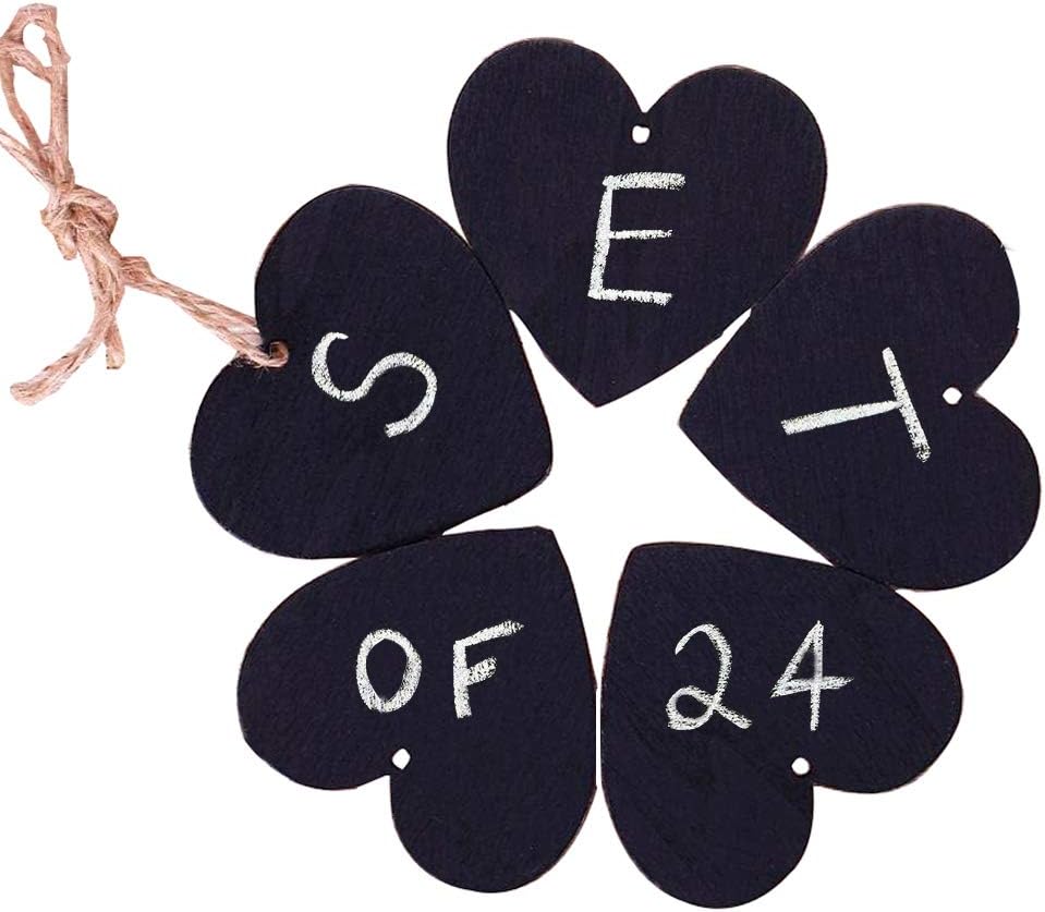 15Pcs Mini Heart Shaped Chalkboard Signs for Decorations