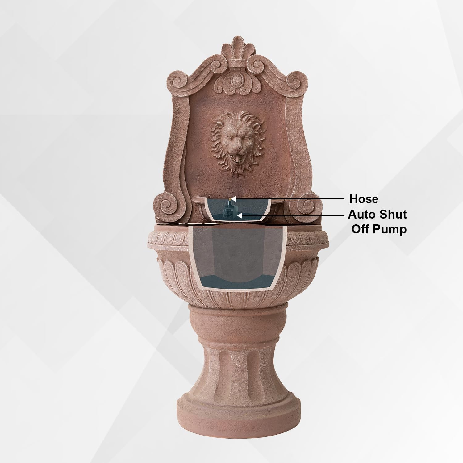 Xbrand 524 In Sandstone Lion Head Floor Fountain