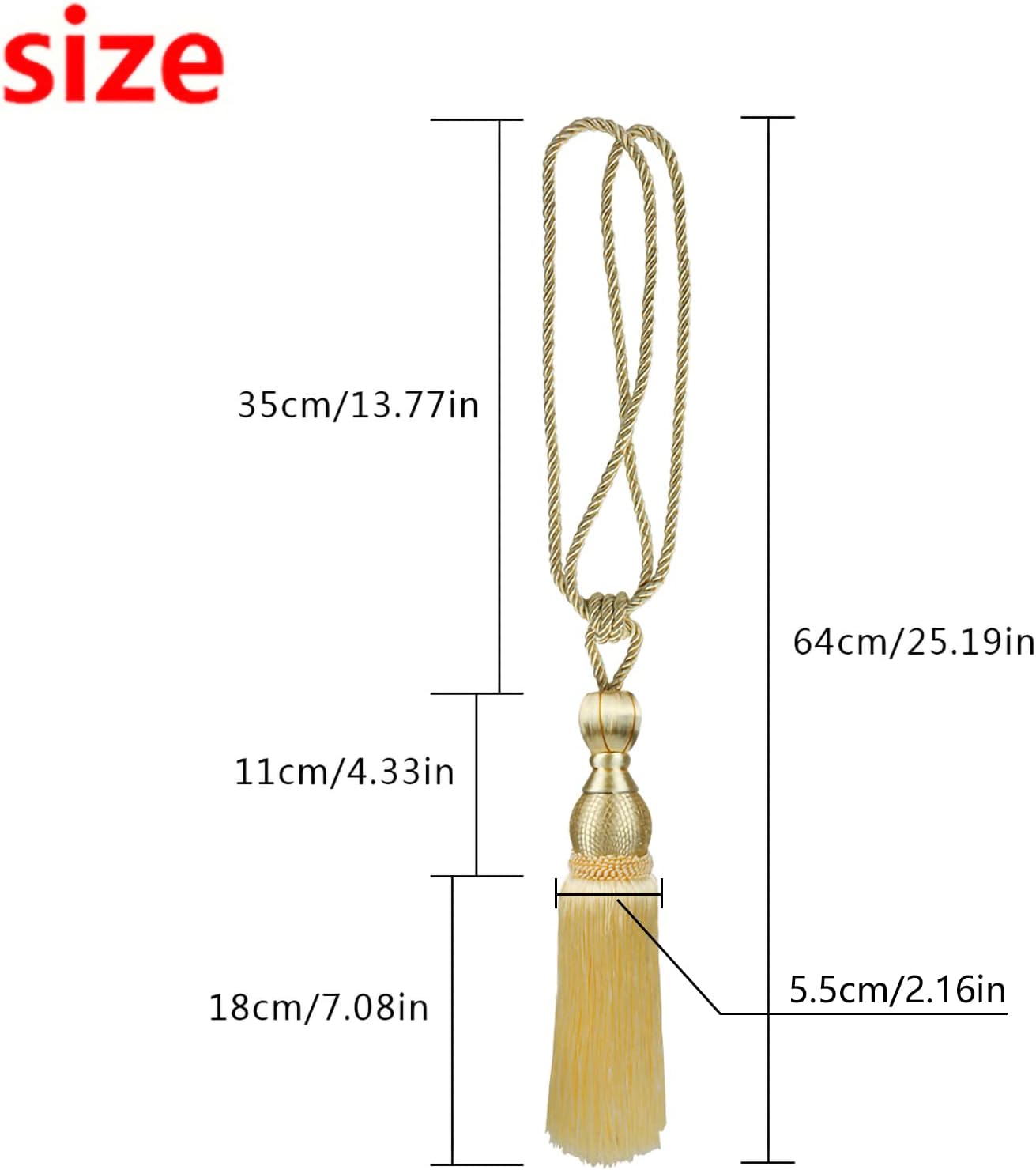 Andux Beige Curtain Tieback with Tassel