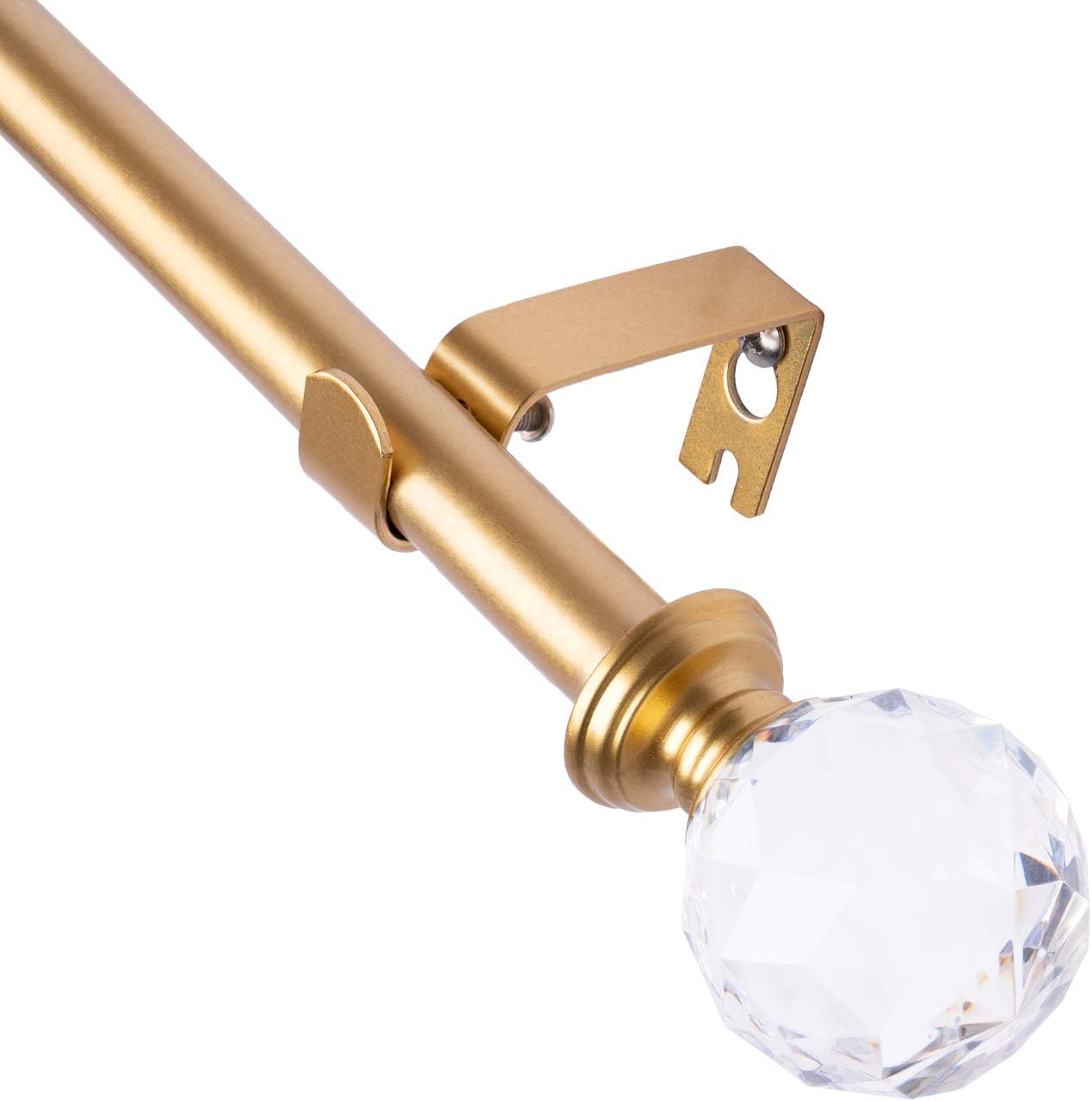 Acrylic Ball Finials Curtain Rod Set 28-48 Inch Gold