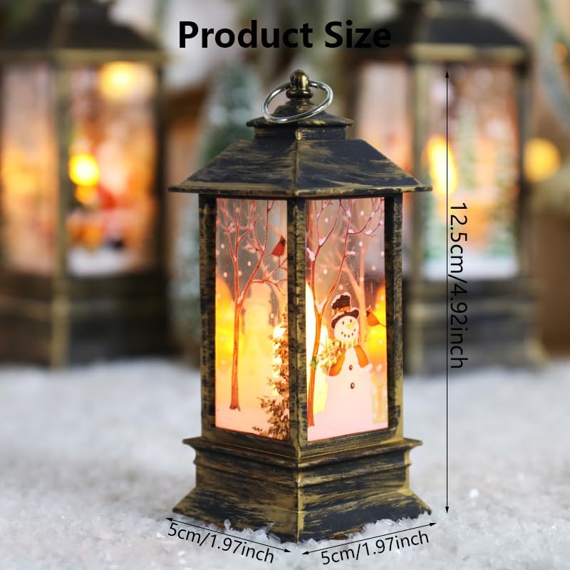 Christmas Snow Globe Lanterns with Rotating Santa and Glowing LED Lights