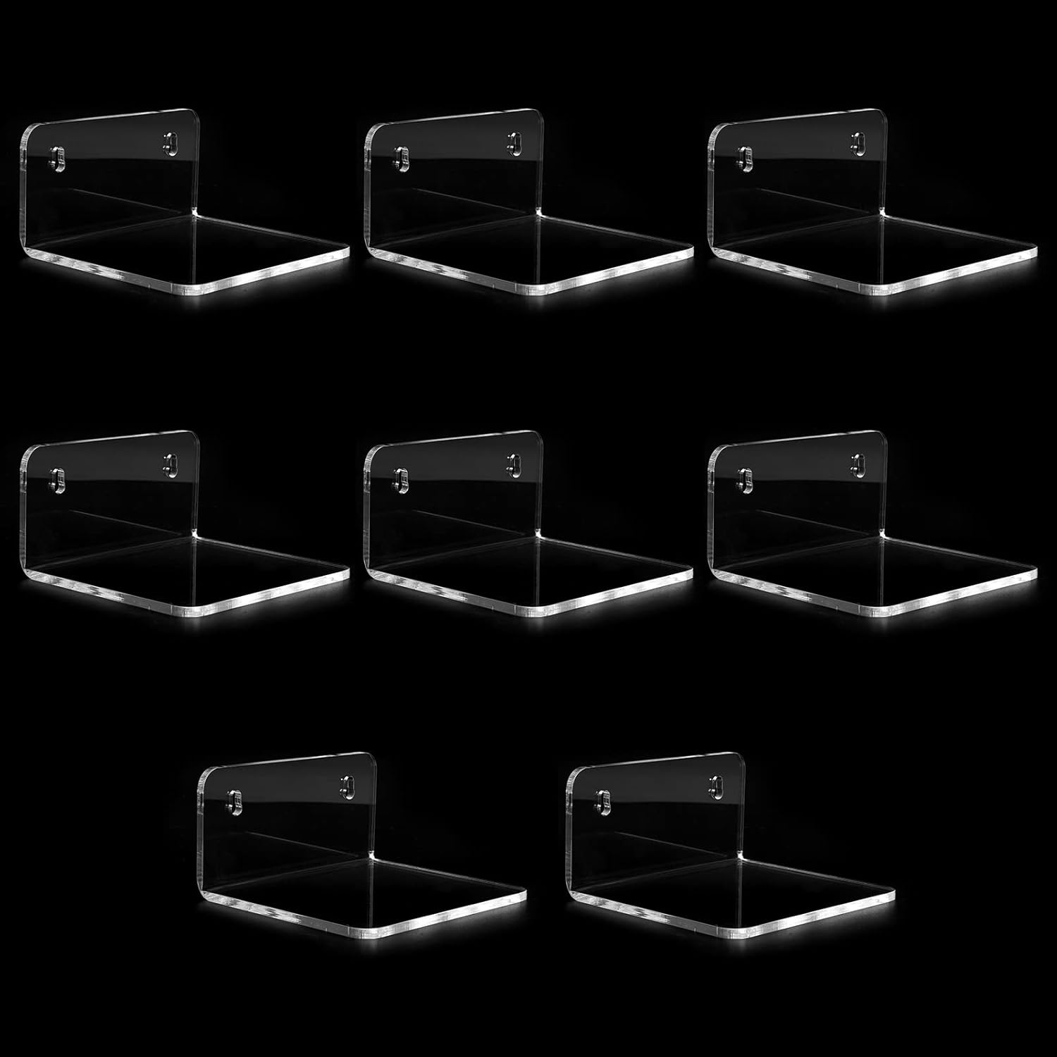 Trailwalk Acrylic Mini Floating Wall Shelf 8 Pack