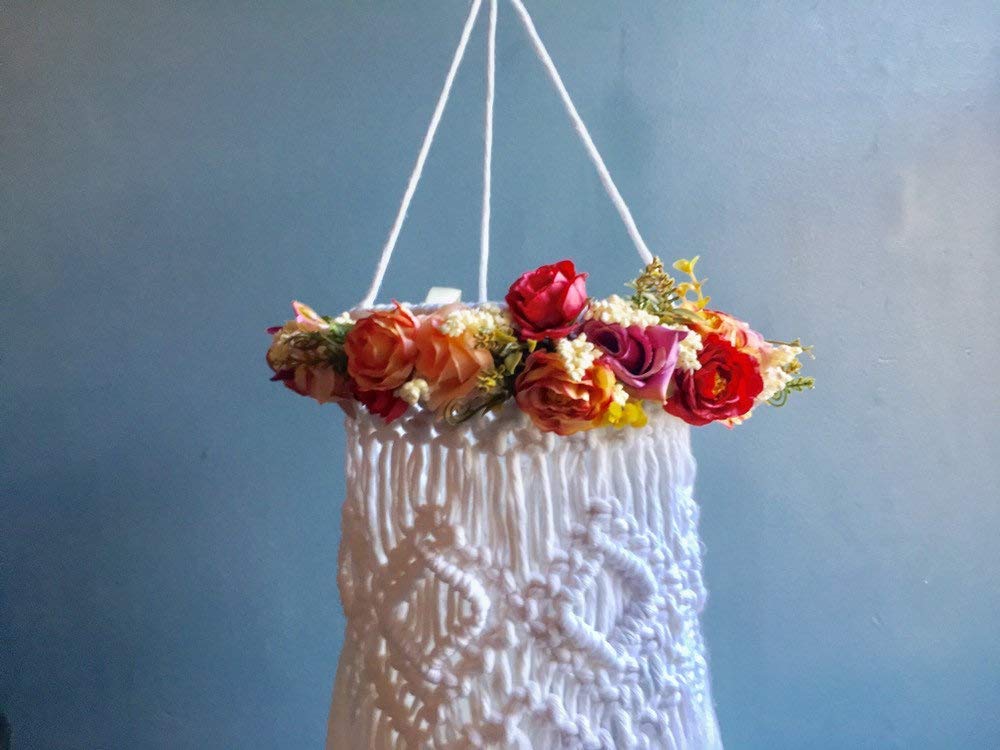 Wild Cotton Bohemian Nursery Hanging Mobile - Floral Macrame Decor