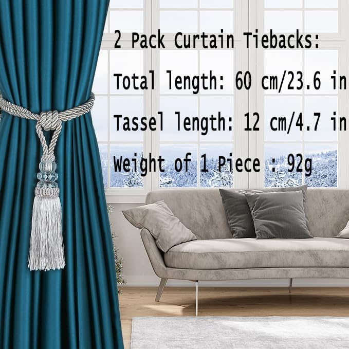 BEL AVENIR 2 Pack Crystal Curtain Holdbacks