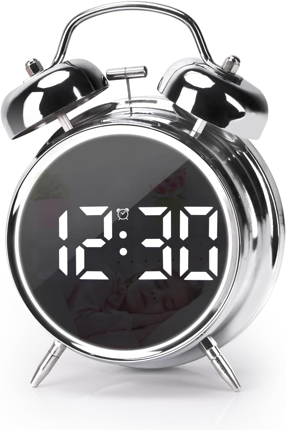 JUSTUP Digital Alarm Clock with Double Bell and Night Light