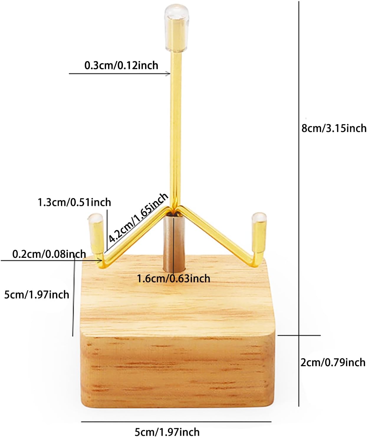 4 Pcs Adjustable Rock Display Stand with Wooden Base