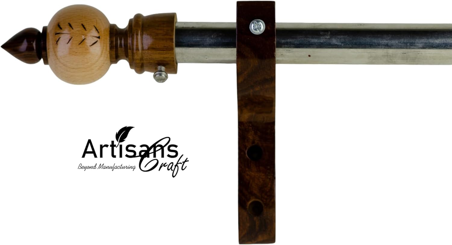 ARTISANS Craft Wooden Curtain Rod Brackets Finials for 1 Inch Rod