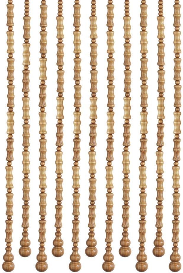 Beaded Curtain with Wooden Beads and Gourd Pendants