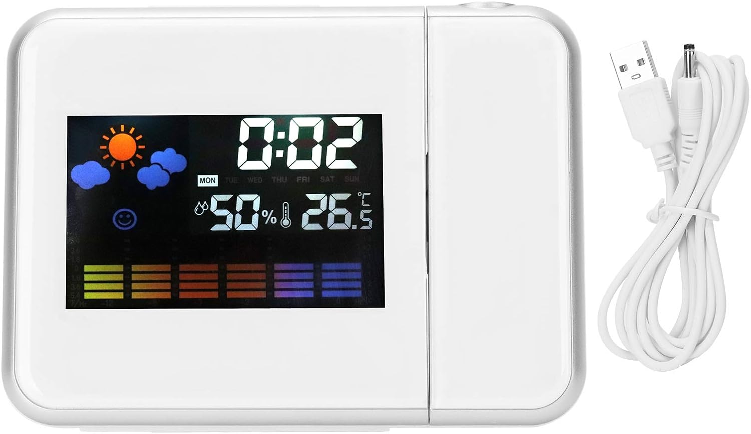 White Projection Alarm Clock with Weather Forecast