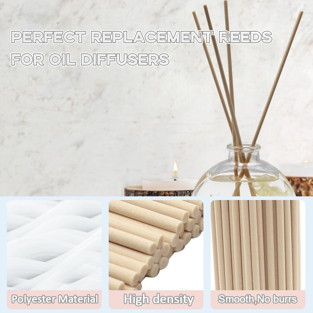 100PCS Thick Reed Diffuser Sticks 10 Inch White