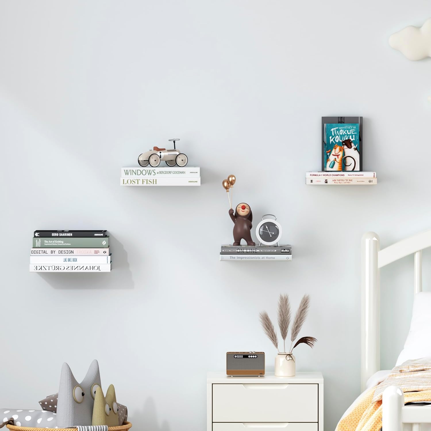 Storage Maniac Floating Book Shelves 4 Pack Black