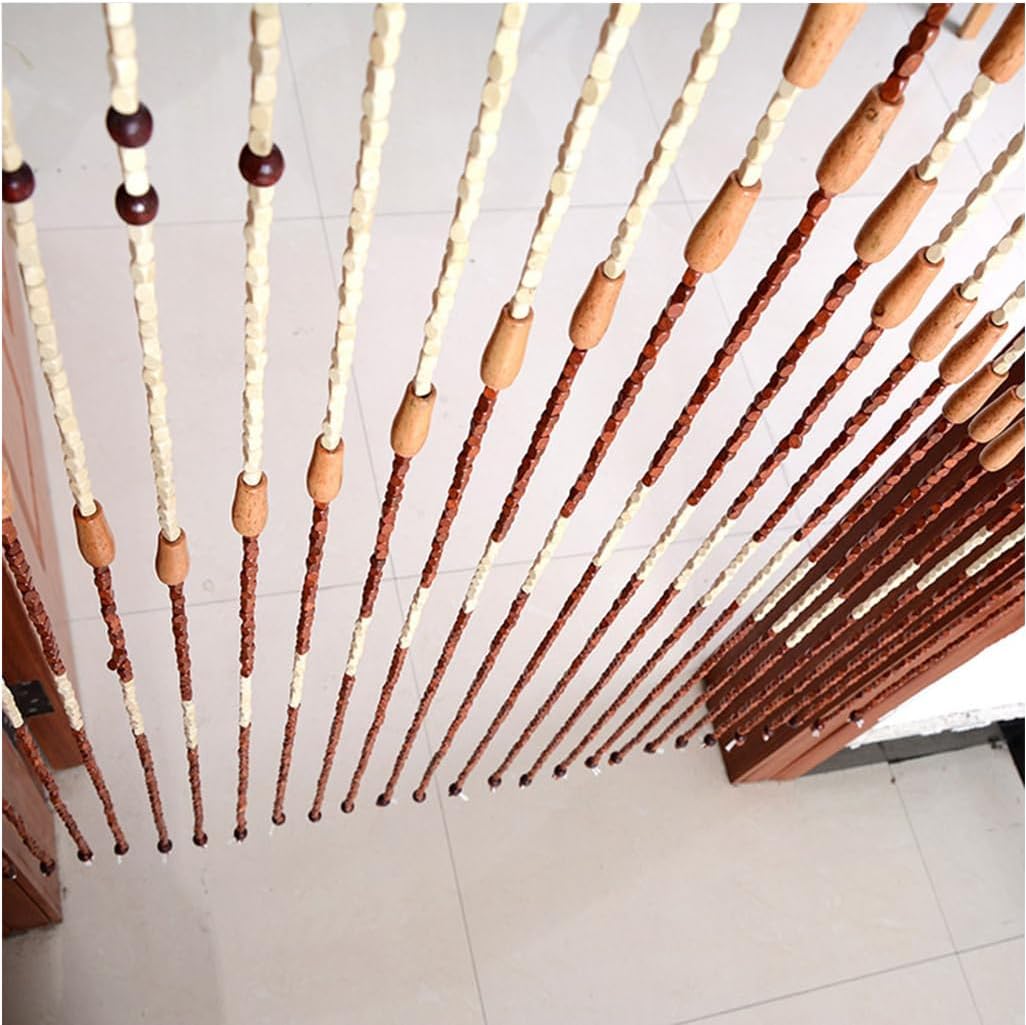 GVILTY Wooden Beaded Curtains Window Decor 90x175cm