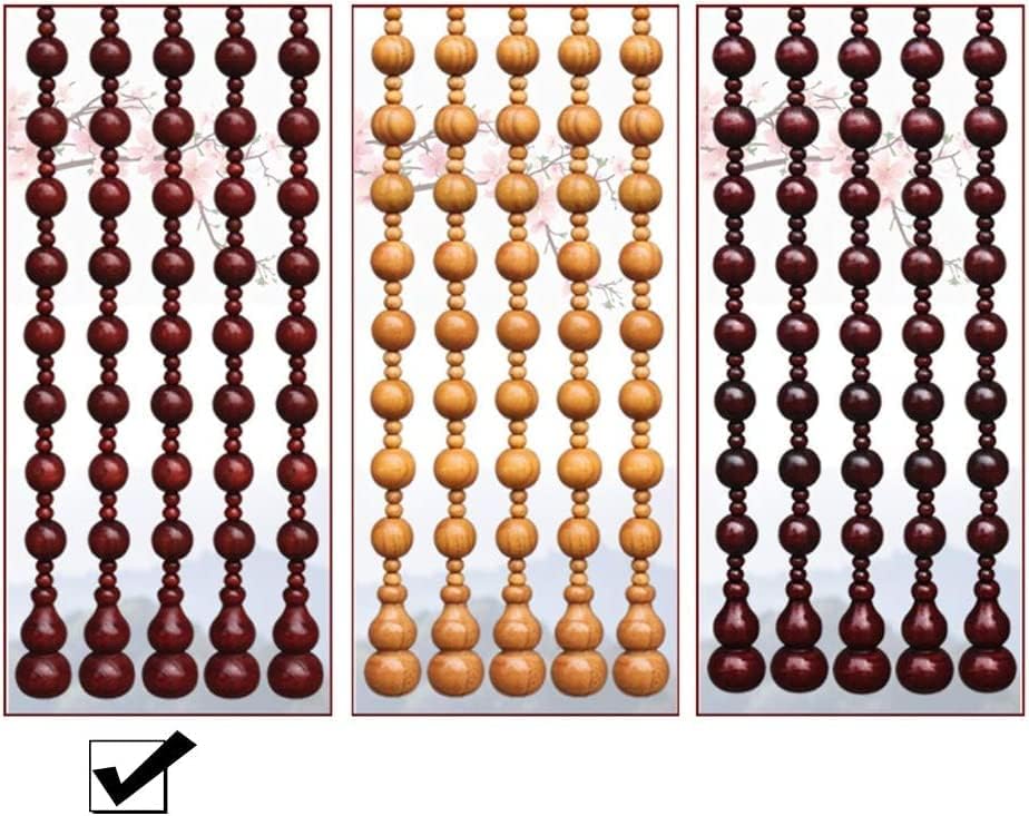 Tophacker Beaded Curtain Natural Wooden Beads Door String for Room Divider