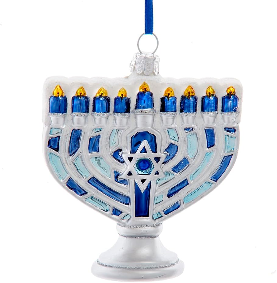 Kurt Adler 375 Inch Noble Gems Glass Menorah Ornament
