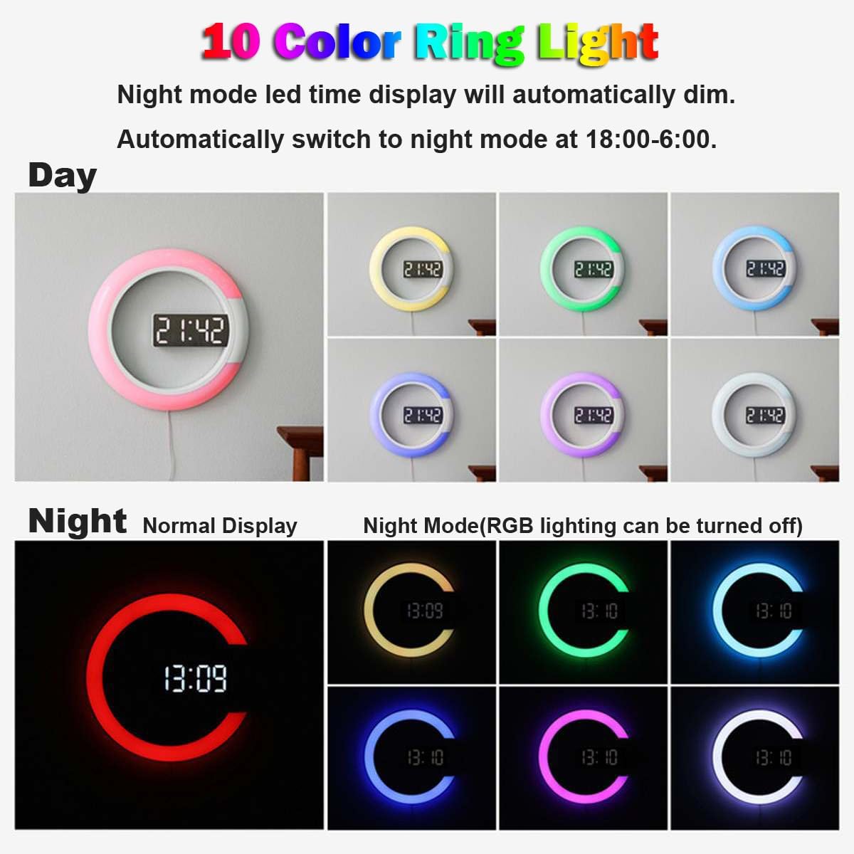 AGEK LED Digital Wall Clock with Remote Control