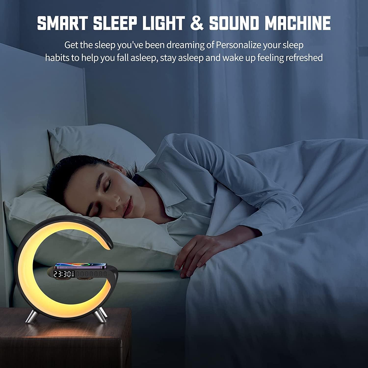 LED Wireless Charger Ambience Light with Bluetooth Audio Clock