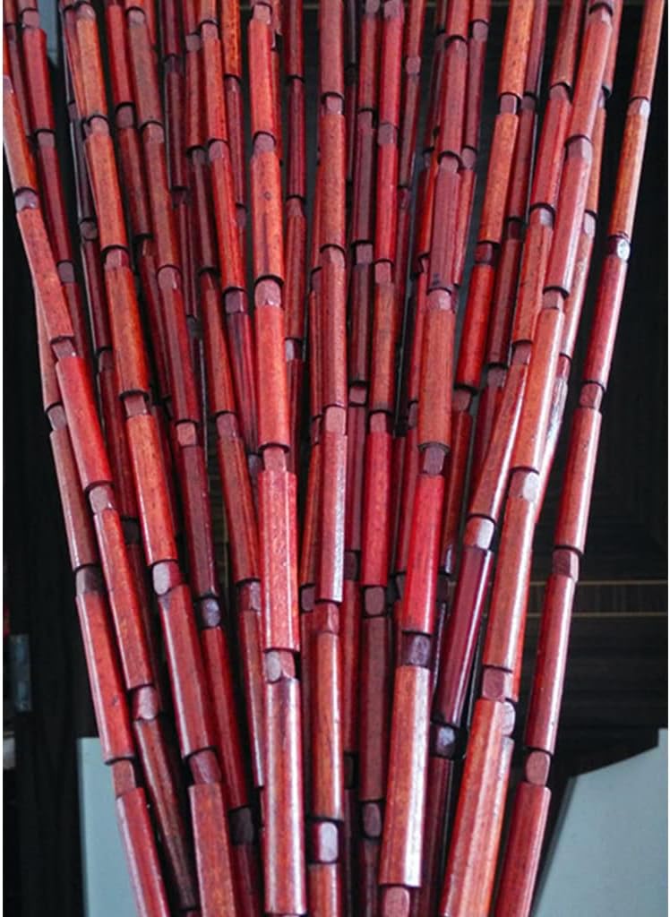 Natural Bamboo Bead Curtain for Doorways Red Panel 90x100cm 60 Strands