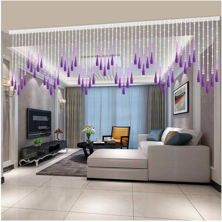 Beaded Curtain with Crystal Glass Beads Purple 60x155CM