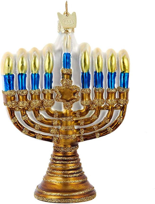 Kurt Adler Noble Gems Gold Jewish Menorah Ornament