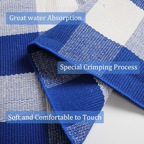 Wayye Buffalo Plaid Area Rug 275 x 43 Blue and White
