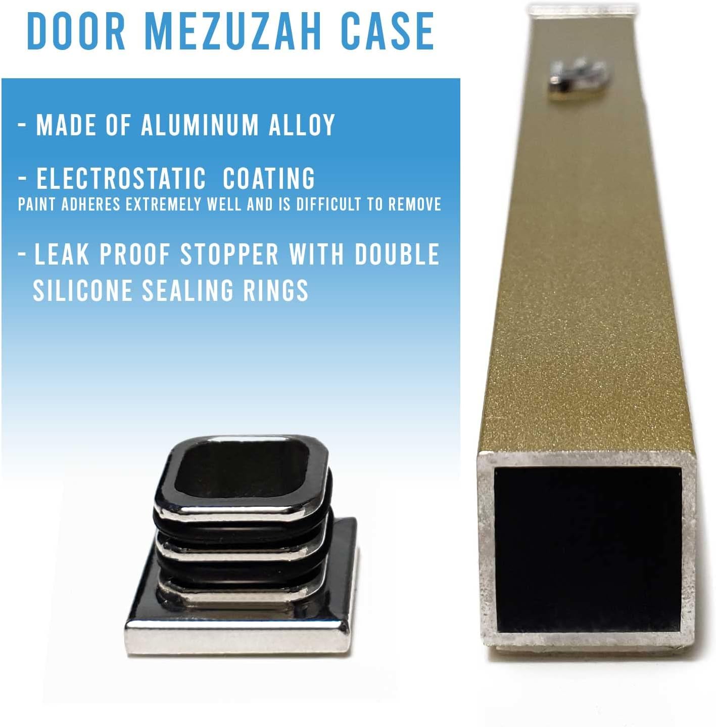 Elegant Modern Door Mezuzah Case Taupe Self Stick