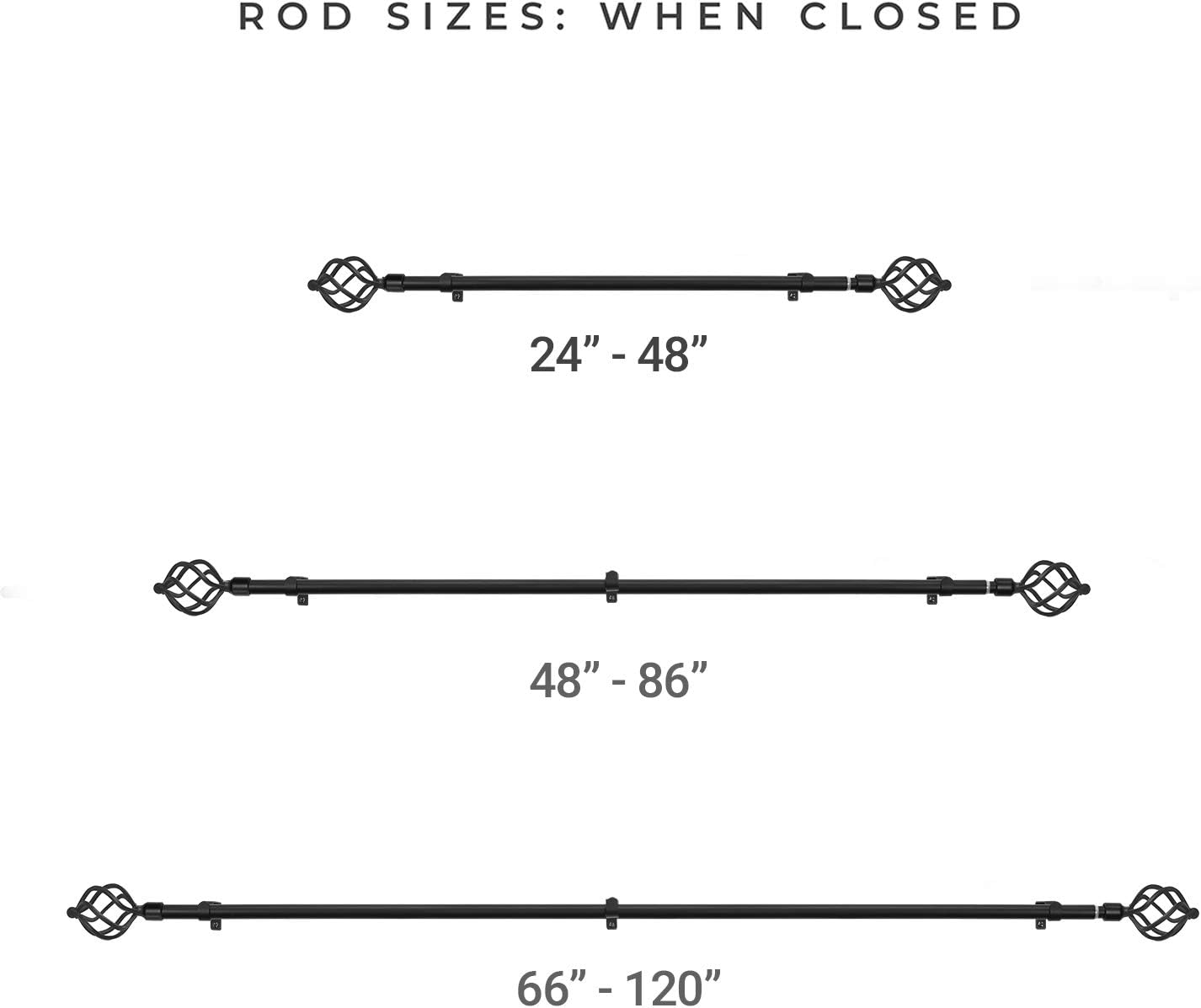CHICOLOGY Modern Farmhouse Curtain Rod 24-48 Inch Set