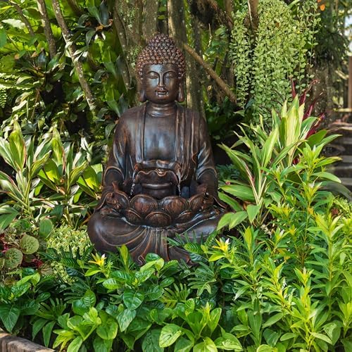 Glitzhome Zen Buddha Fountain with LED Lights