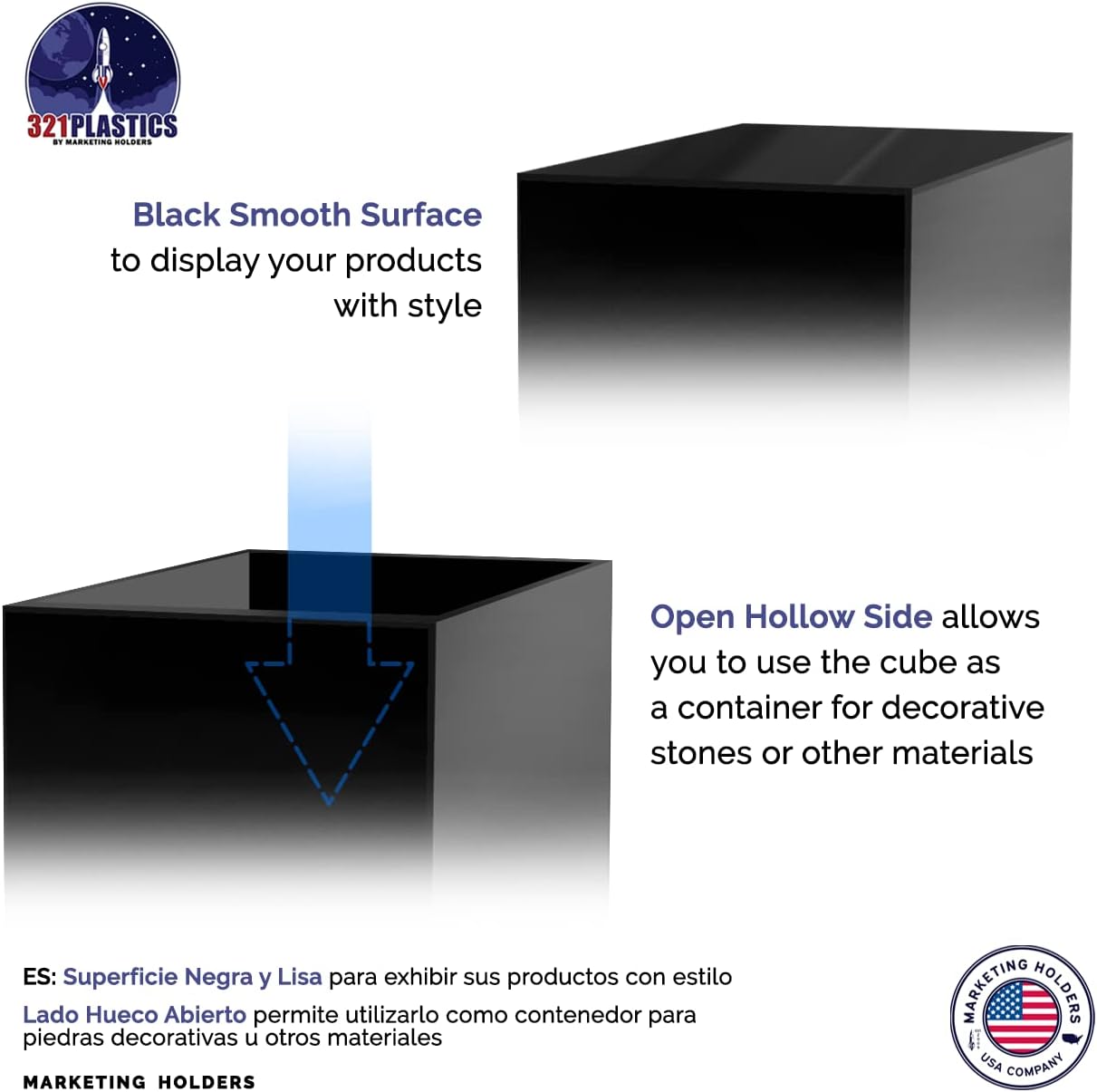 Acrylic Pedestal Stand 10x10x10 Black Display Riser