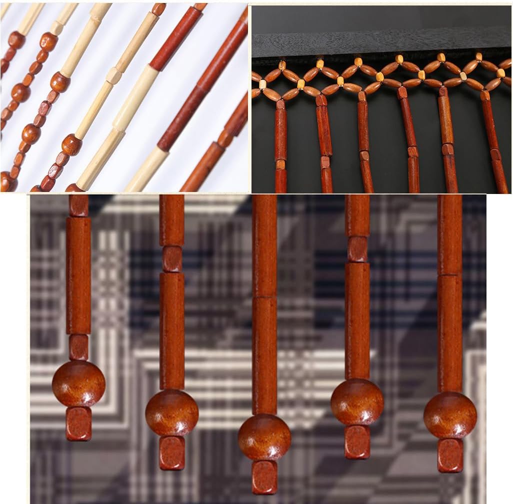 GVILTY Wooden Beaded Curtains 27 Strand Panel