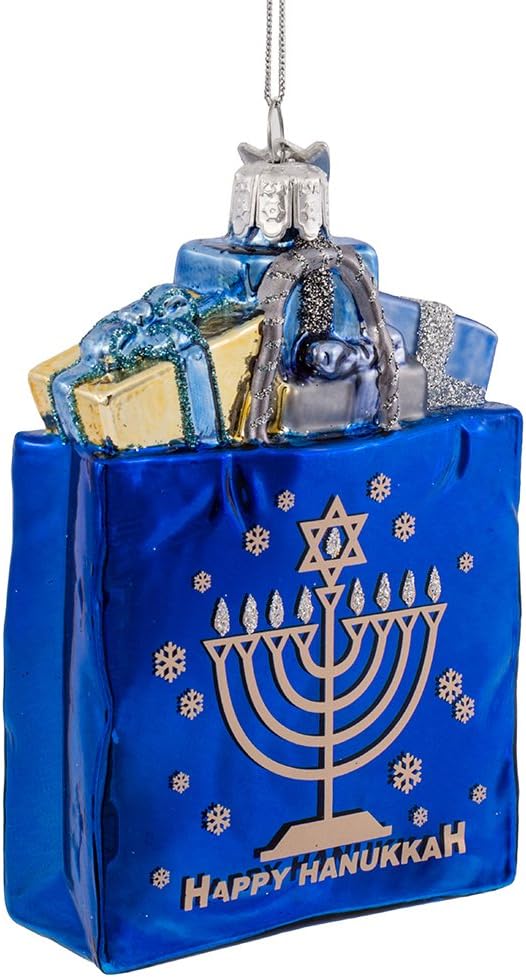 Kurt Adler 4 Inch Happy Hanukkah Glass Ornament