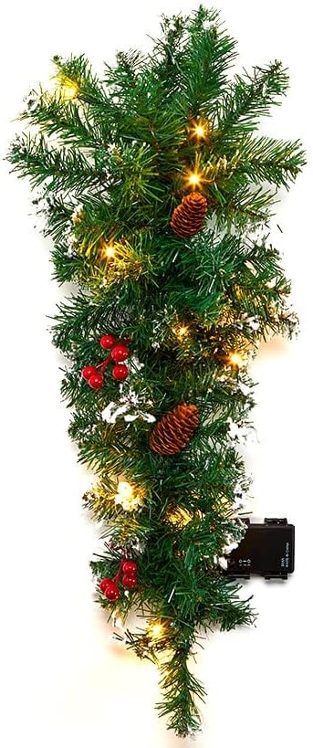 Snow-Tipped Winter Greenery Vertical Swag