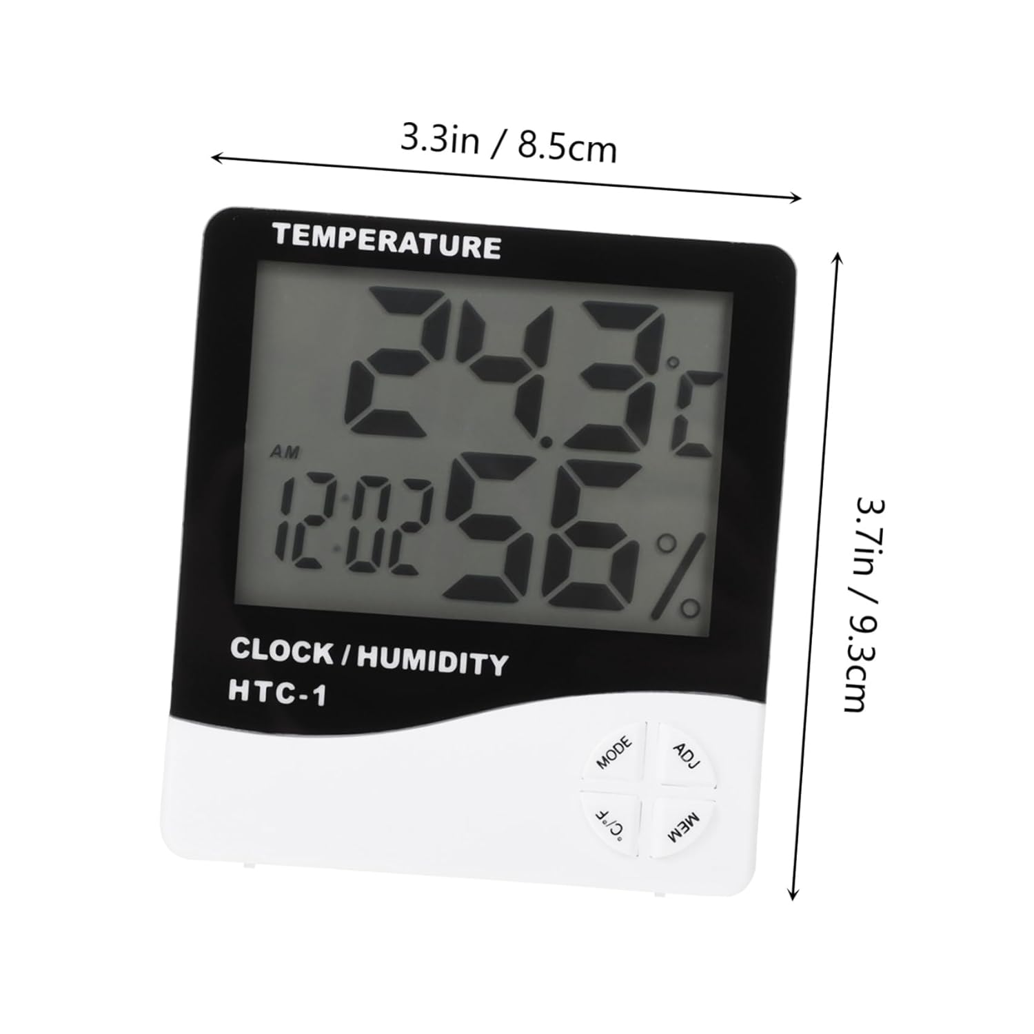 1pc LCD Thermometer Clock for Indoor Temp Humidity Monitoring