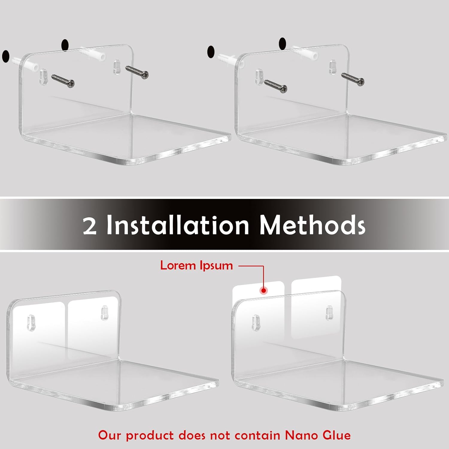 Trailwalk Acrylic Mini Floating Wall Shelf 8 Pack