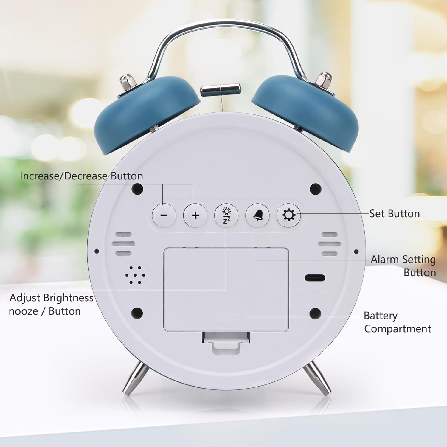 JUSTUP Loud Alarm Clock with LED Display and Night Light