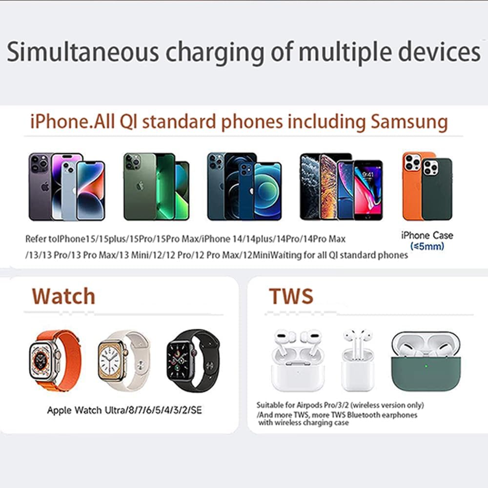 IHAO 3in1 Wireless Charging Alarm Clock Night Light