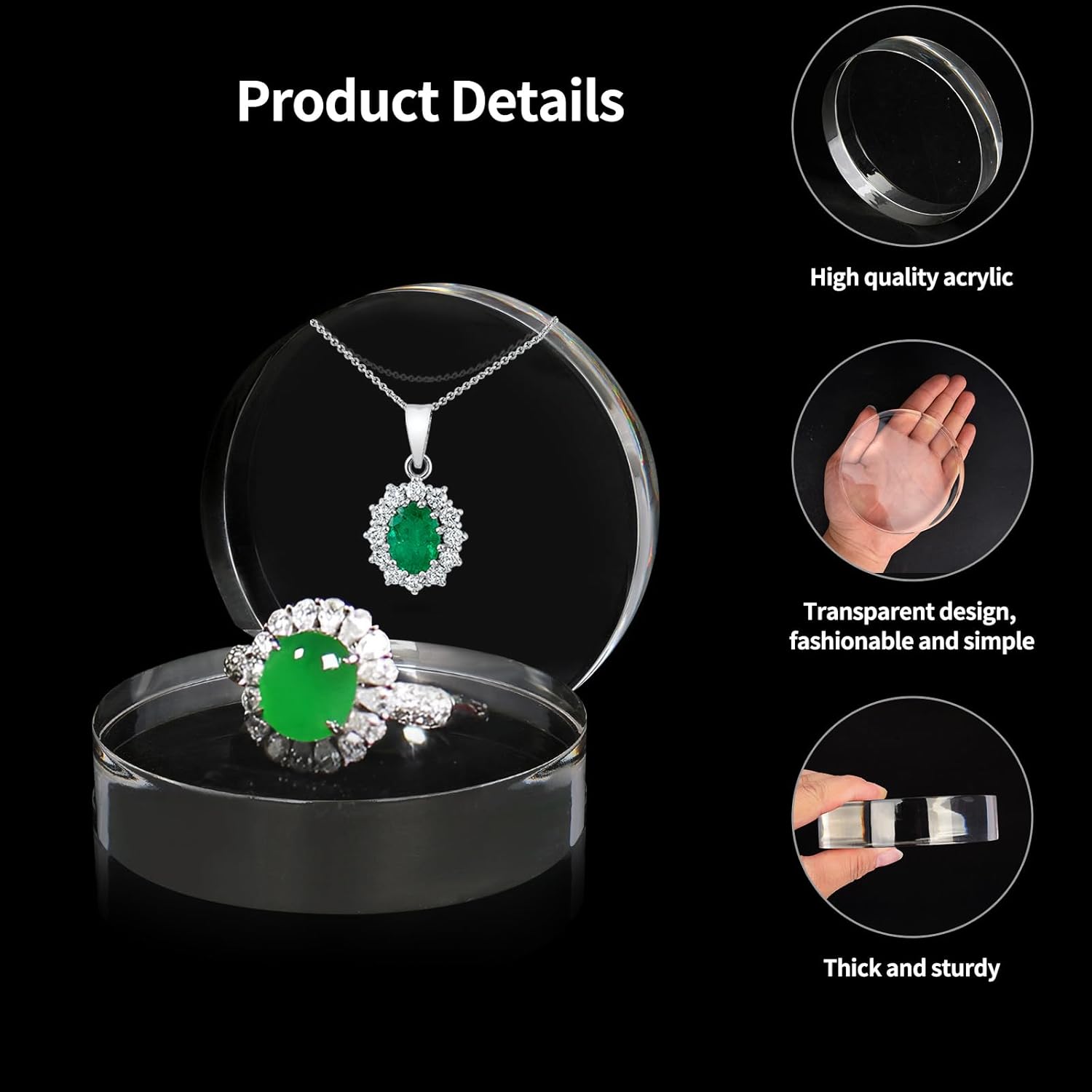 4 Pack Acrylic Round Display Blocks for Table Showcases