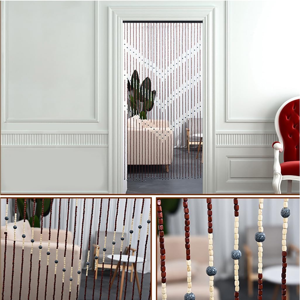GVILTY Solid Wood Beaded Curtain Panel 90x170cm