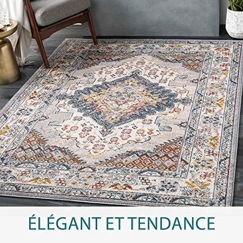 Livabliss Anja Oriental Medallion Area Rug 67 x 9 Grey