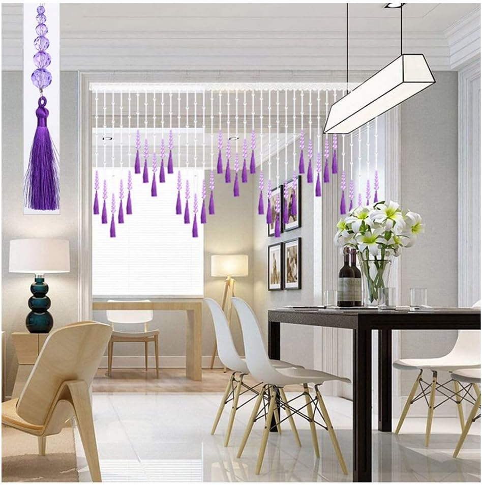 Beaded Curtain with Crystal Glass Beads Purple 60x155CM
