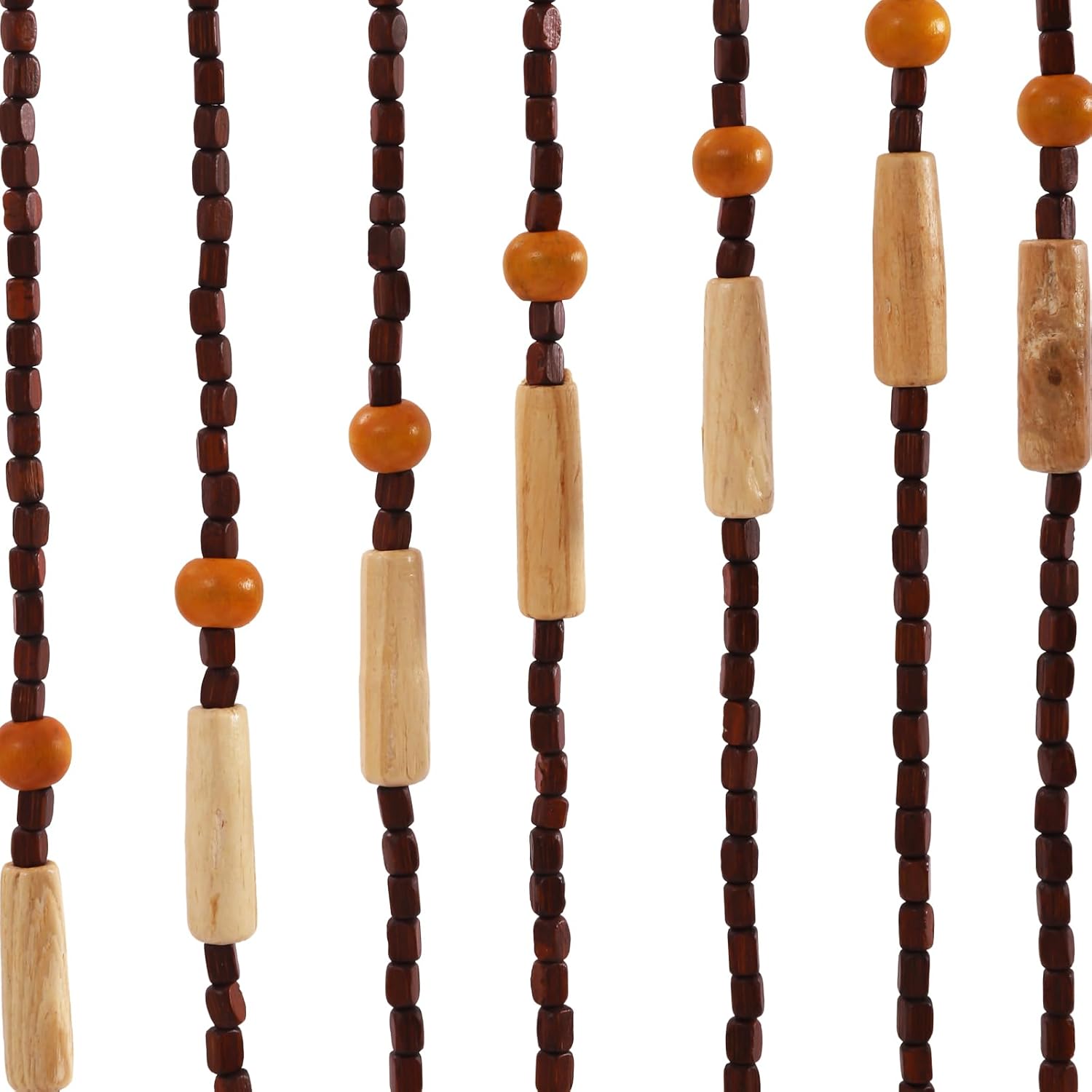 Beaded Curtain Door String with Bamboo and Wood Chocolate 355x82in