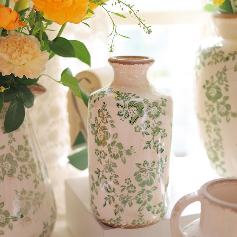 Ronasip 8 Inch Retro Crackle Glaze Ceramic Vase