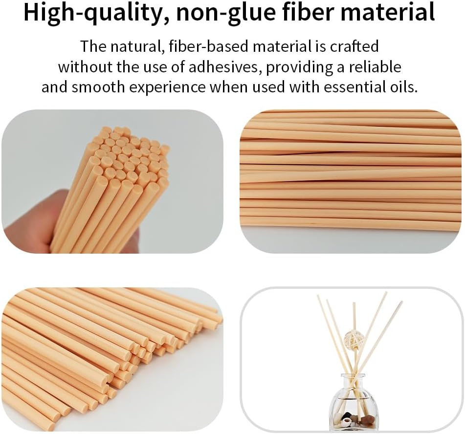 50PCS Natural Fiber Reed Diffuser Sticks 12 Inch Long 4mm Diameter