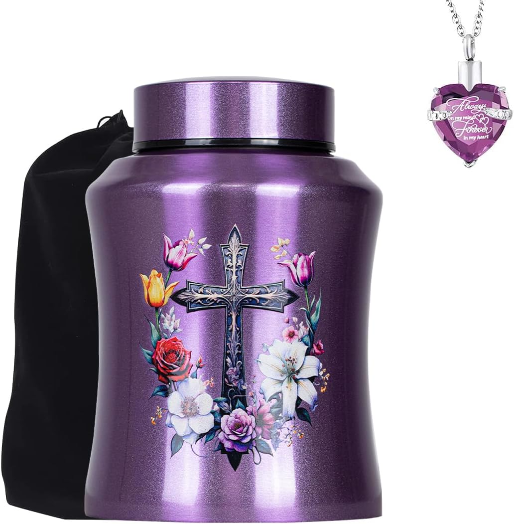 Purple Cross Urns for Ashes Large Personalized Cremation Urn for Adults