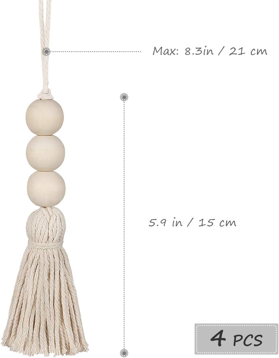 Farmhouse Wood Bead Tassel Garland