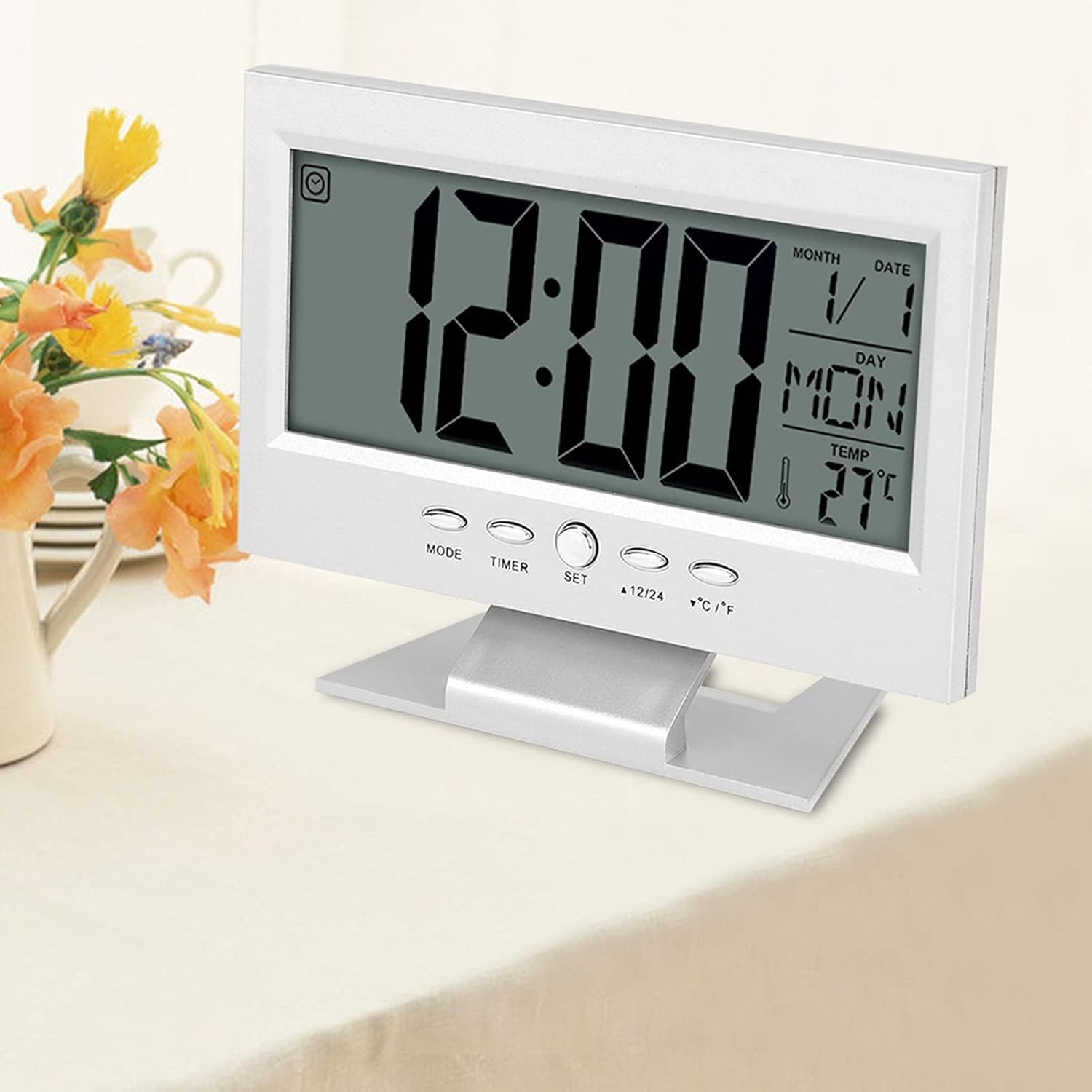 Beufee Atomic Alarm Clock with Night Light and Temp Display